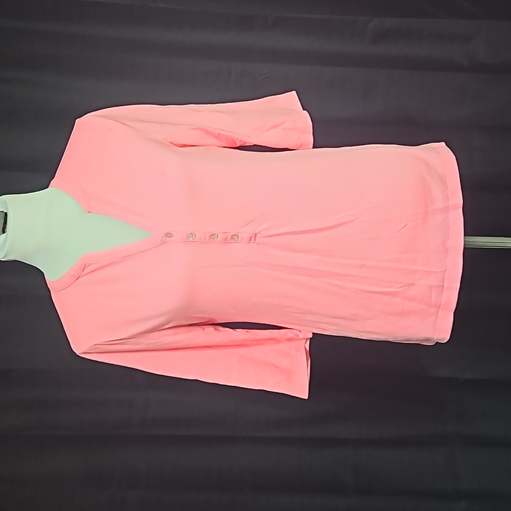 Barbie pink 3/4 sleeve faux Henley